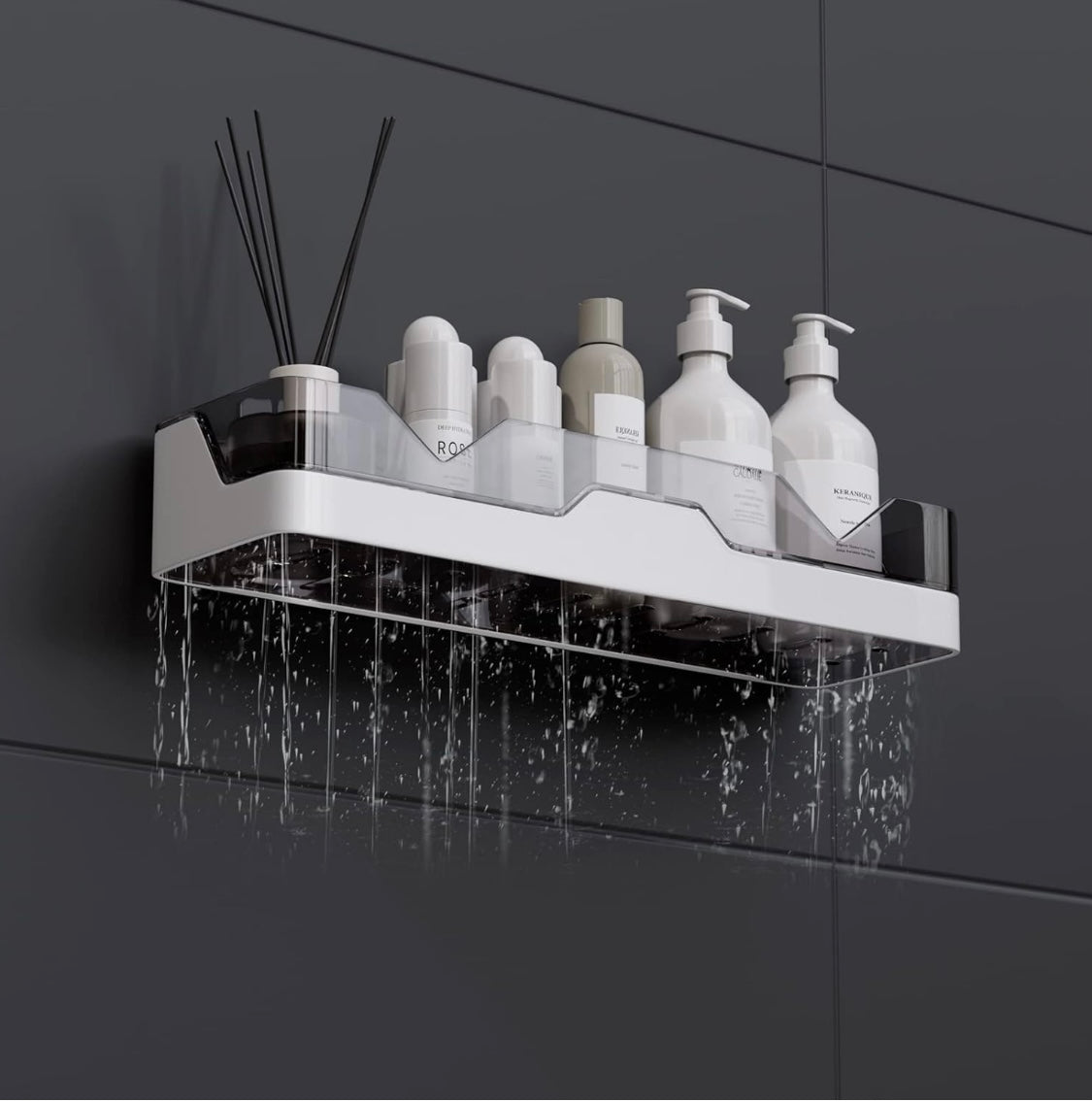 Pack of 2 Self-Adhesive Plastic Wall Mounted Bathroom Rack