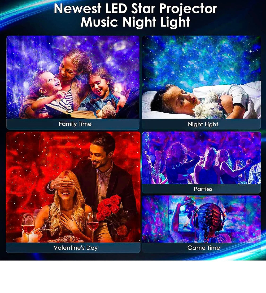 Plastic Galaxy Star LED Projector Night Lamp for Bedroom