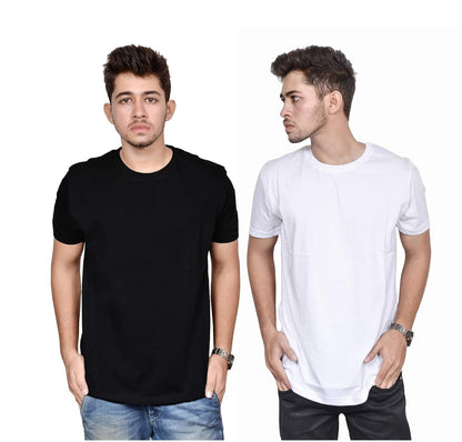 Black & White Basic Cotton T-Shirts for Men Combo (Pack of 2)