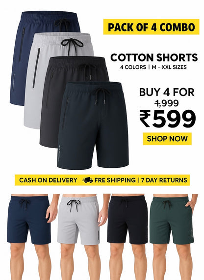 Men's Stretch Shorts ( PACK OF 4 PC )