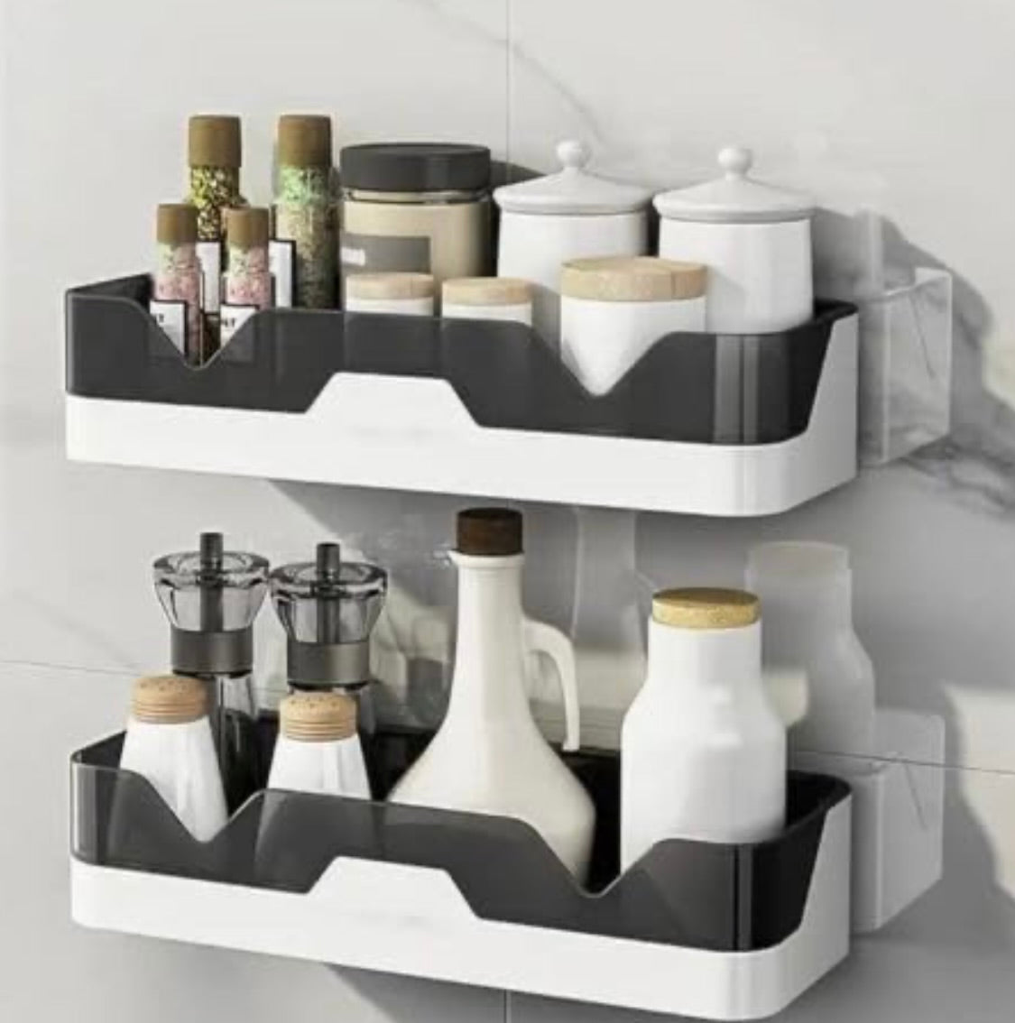 Pack of 2 Self-Adhesive Plastic Wall Mounted Bathroom Rack