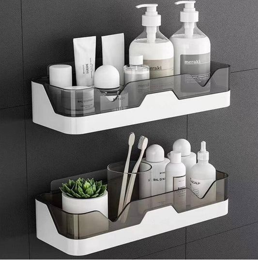 Pack of 2 Self-Adhesive Plastic Wall Mounted Bathroom Rack