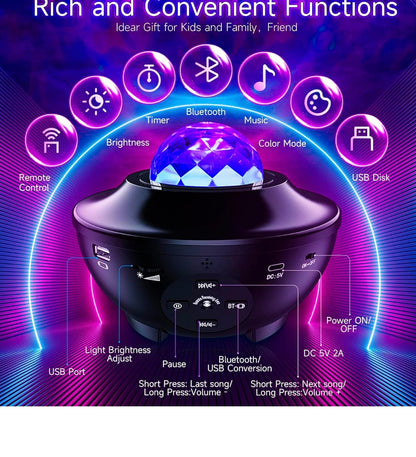 Plastic Galaxy Star LED Projector Night Lamp for Bedroom