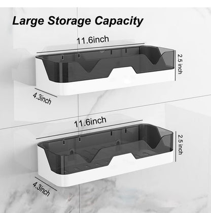 Pack of 2 Self-Adhesive Plastic Wall Mounted Bathroom Rack