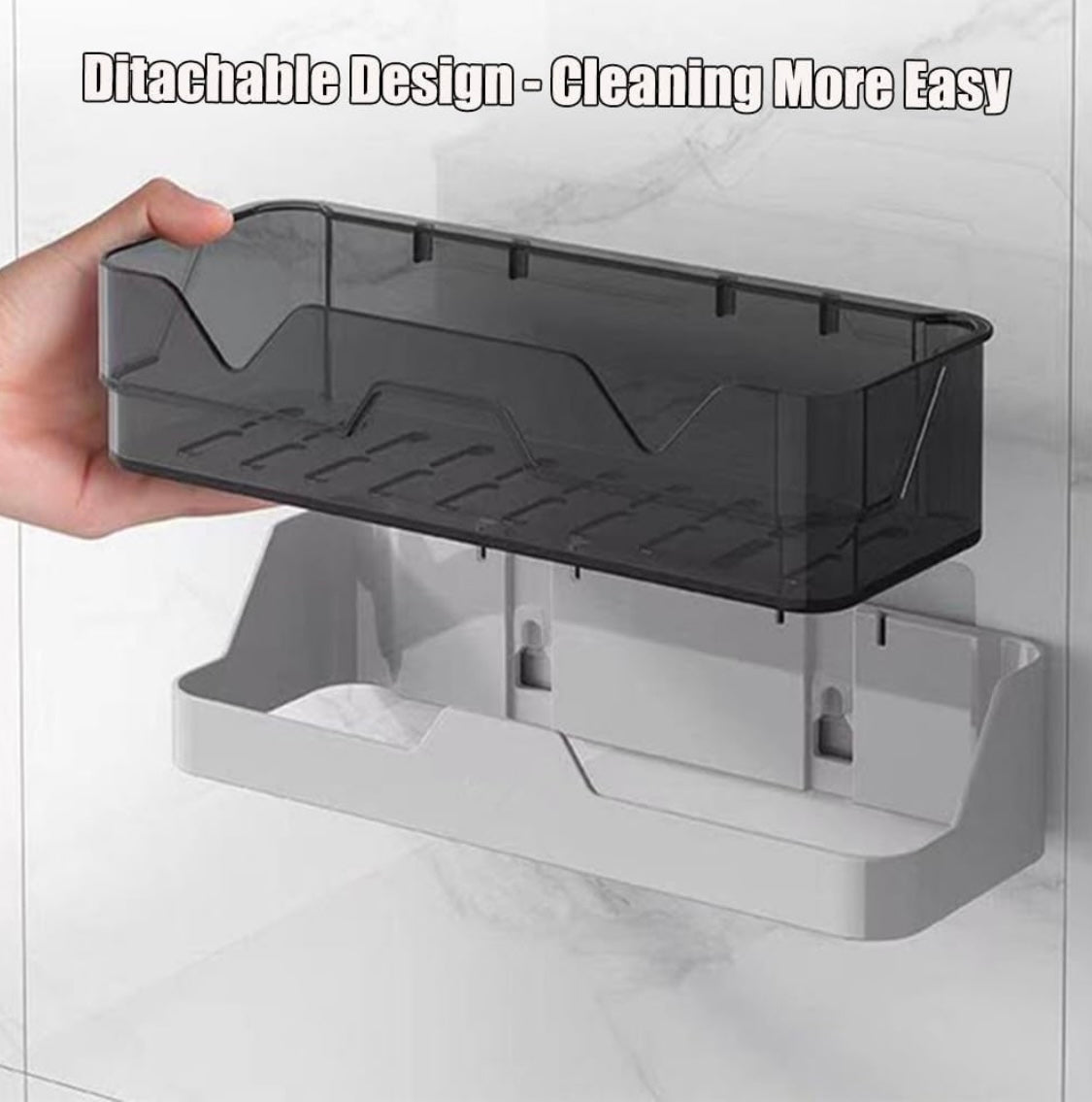 Pack of 2 Self-Adhesive Plastic Wall Mounted Bathroom Rack
