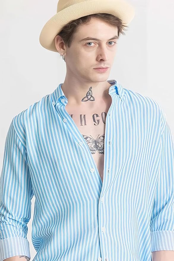 Men's Cotton Casual Printed Striped Stylish Latest T-Shirt for Men